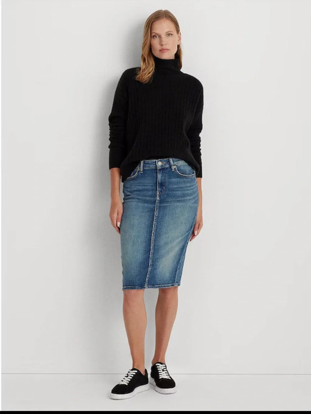 NWT Lauren Ralph Lauren Medium Blue Denim Pencil Skirt